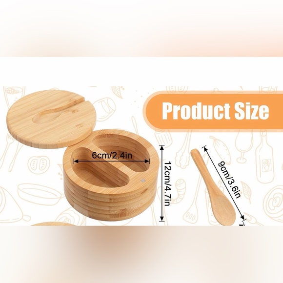 Acacia Wood Spice Box with Spoon NIB - Picture 4 of 4